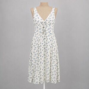 Floral Fairy Milkmaid Babydoll Maxi Dress Size L Cottagecore Prairie Lace Up